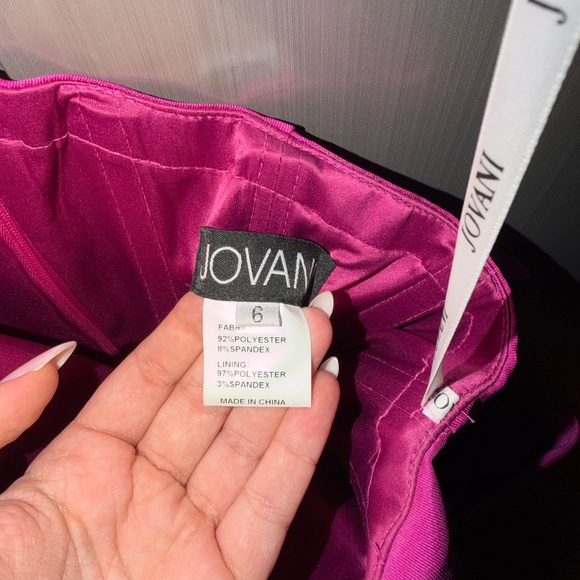 Jovani 23064 Fuchsia One Shoulder Fitted Cocktail Dress - Picture 4 of 5